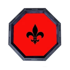 Fleur De Lis Octagon Wooden Dice Tray, Rolling Tray, D&D Tabletop Board Games