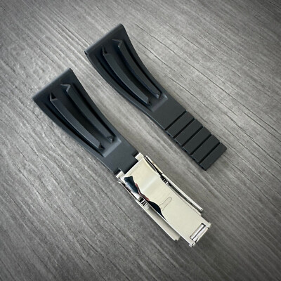 22mm Rubber Oysterflex Replacement Watch Strap Band With Clasp
