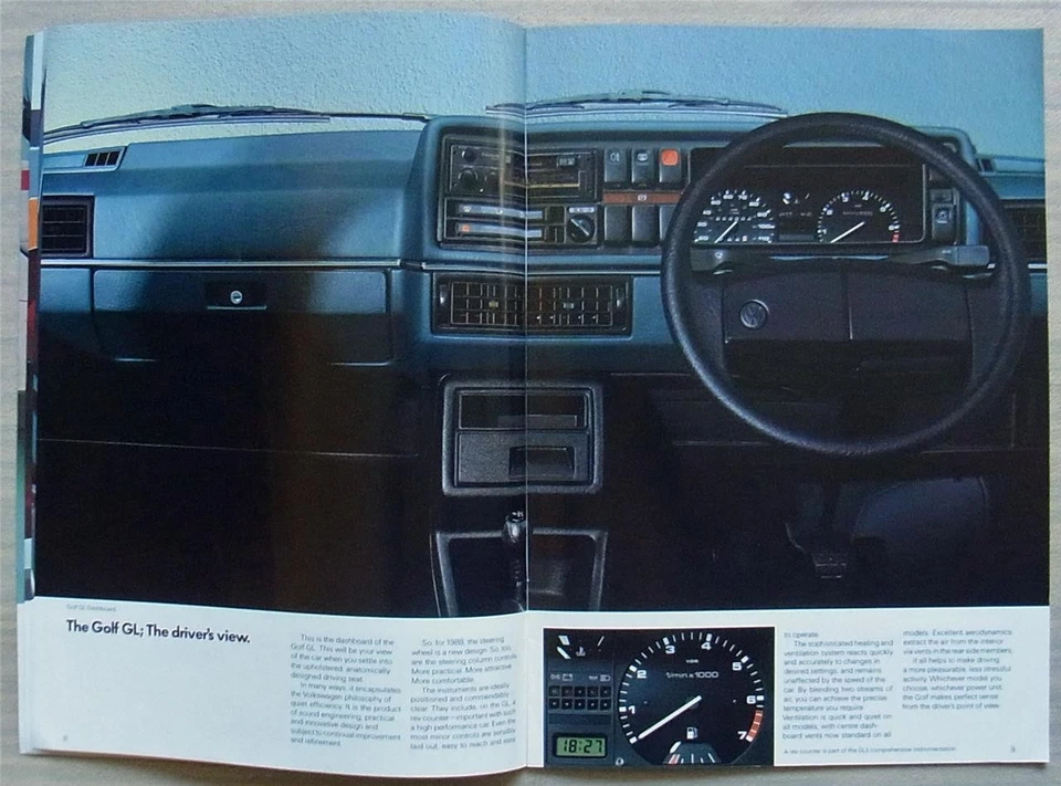 VOLKSWAGEN Golf Car Sales Brochure Sept 1987 CL GL Turbo Diesel 720/1190.02.25 - Image 3 of 4