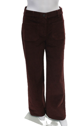 Pantalone donna Nili Lotan cotone velluto a coste tasche gamba larga marrone taglia 4