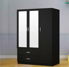 Image of High Gloss 3 Door Wardrobe with Mirror and 2 Drawer Hanging Rail Bedroom Storage