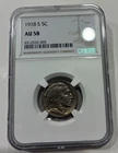 1918-S BUFFALO NICKEL AU58 NGC fulll horn
