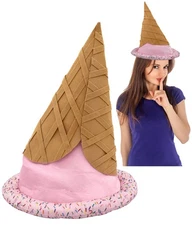 Adult Ice Cream Party Hat Novelty Food Vendor Ice Cream Cone Hat Costume