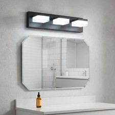 18 in Matte Black LED Vanity Light 3-Lights Bathroom Mirror Wall Sconce Fixture