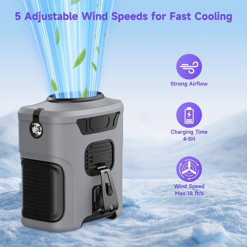 Portable Waist Fan with 5 Speeds, 16000RPM Strong Airflow, 10000mAh Rechargea... - Picture 3 of 7