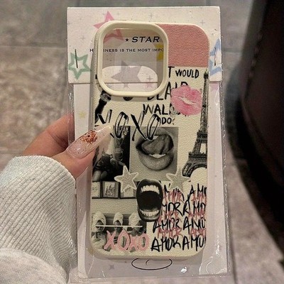 Stylische Handyhülle mit Lippenmotiv Eiffelturm für iPhone 17 16 15 14 13 12 11 Pro
