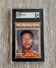 1962 Topps #471 Mickey Mantle - SGC 1 New York Yankees