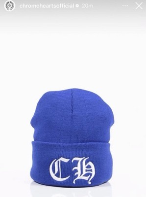 Chrome Hearts Blue Watch Cap CH Logo Beanie Blue/White New Rare In Hand