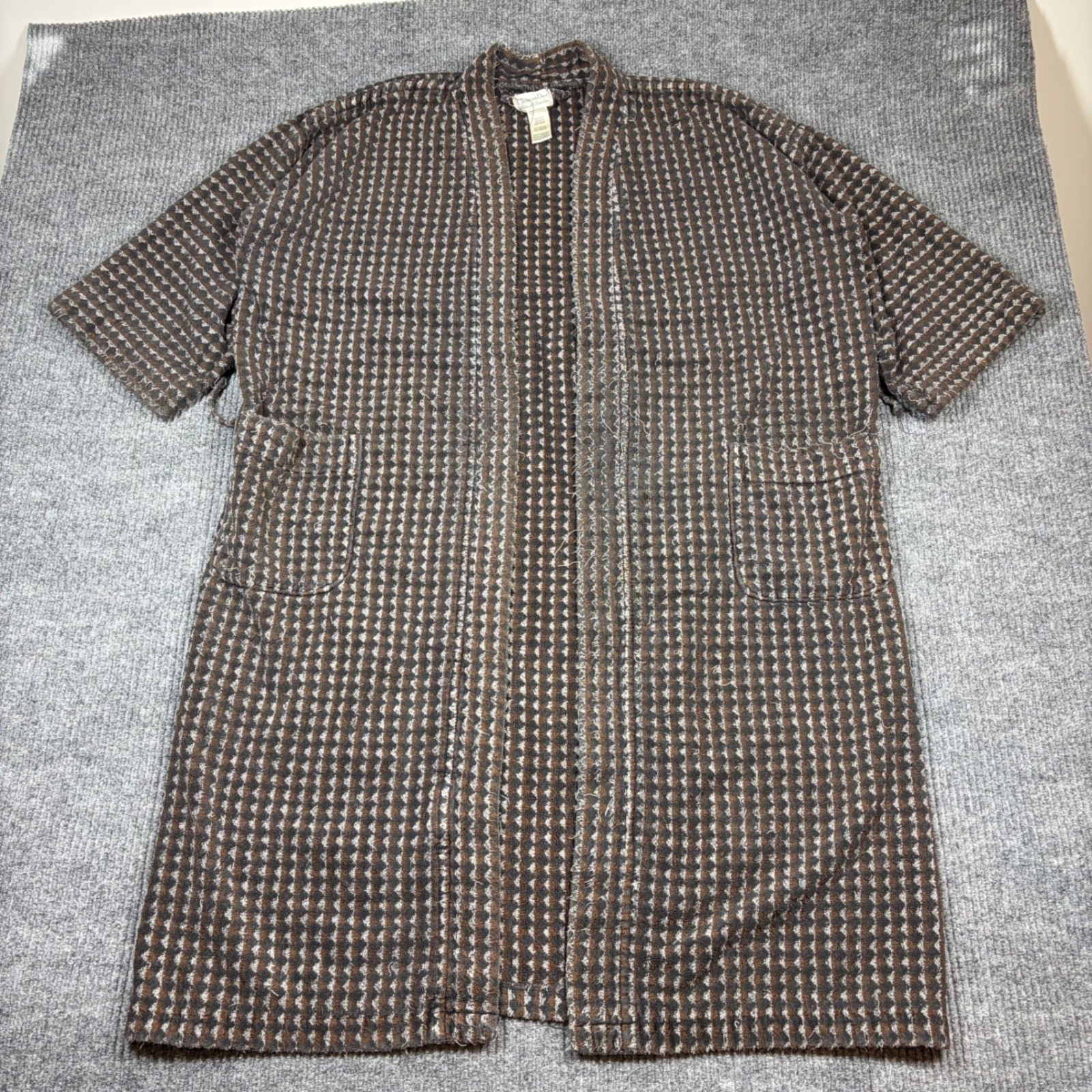 Christian Dior Robe de Chambre Men's One Size Brown Check Shawl Collar Robe