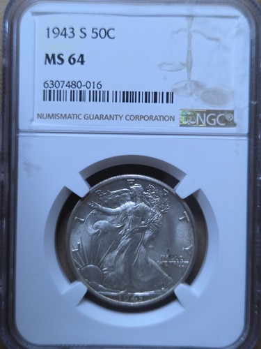1943 S Walking Liberty Half Dollar NGC MS64