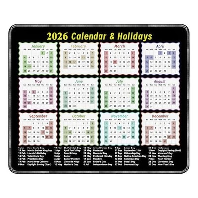 2026 Full Year Calendar Mouse Pad for Efficient Scheduling and Comfortable Desk