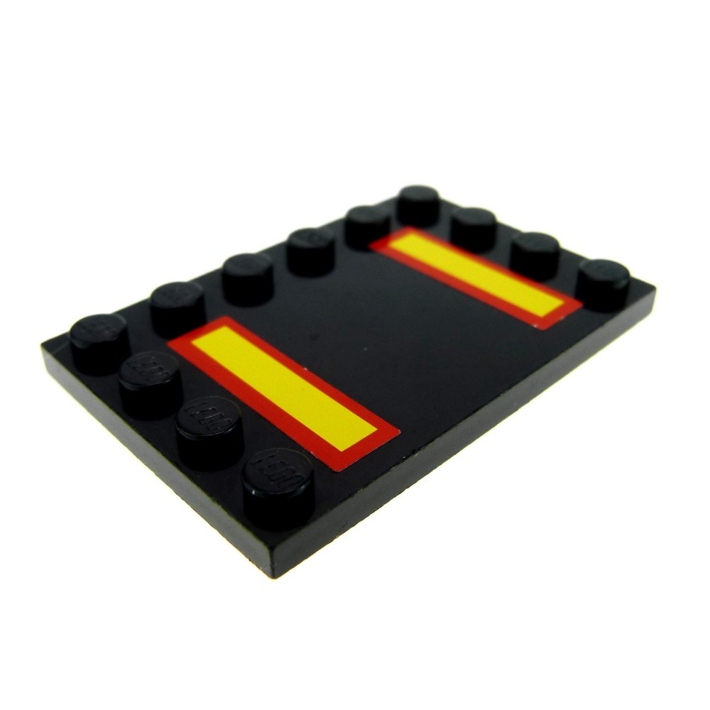 1x Lego Tile Modified 4x6 Black Sticker 6180
