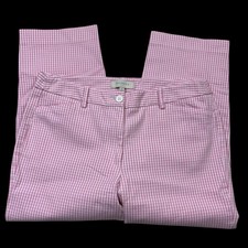 Talbots Button hem check crop pants women's size 8