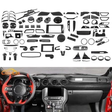 Interior Exterior Decor Cover Trim Overlay Kit for Ford Mustang 15-23 Carbon Fib