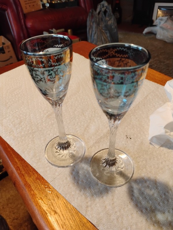 VINTAGE HAND BLOWN LENAE DIG CRYSTAL STEMMED CORDIAL GLASSES