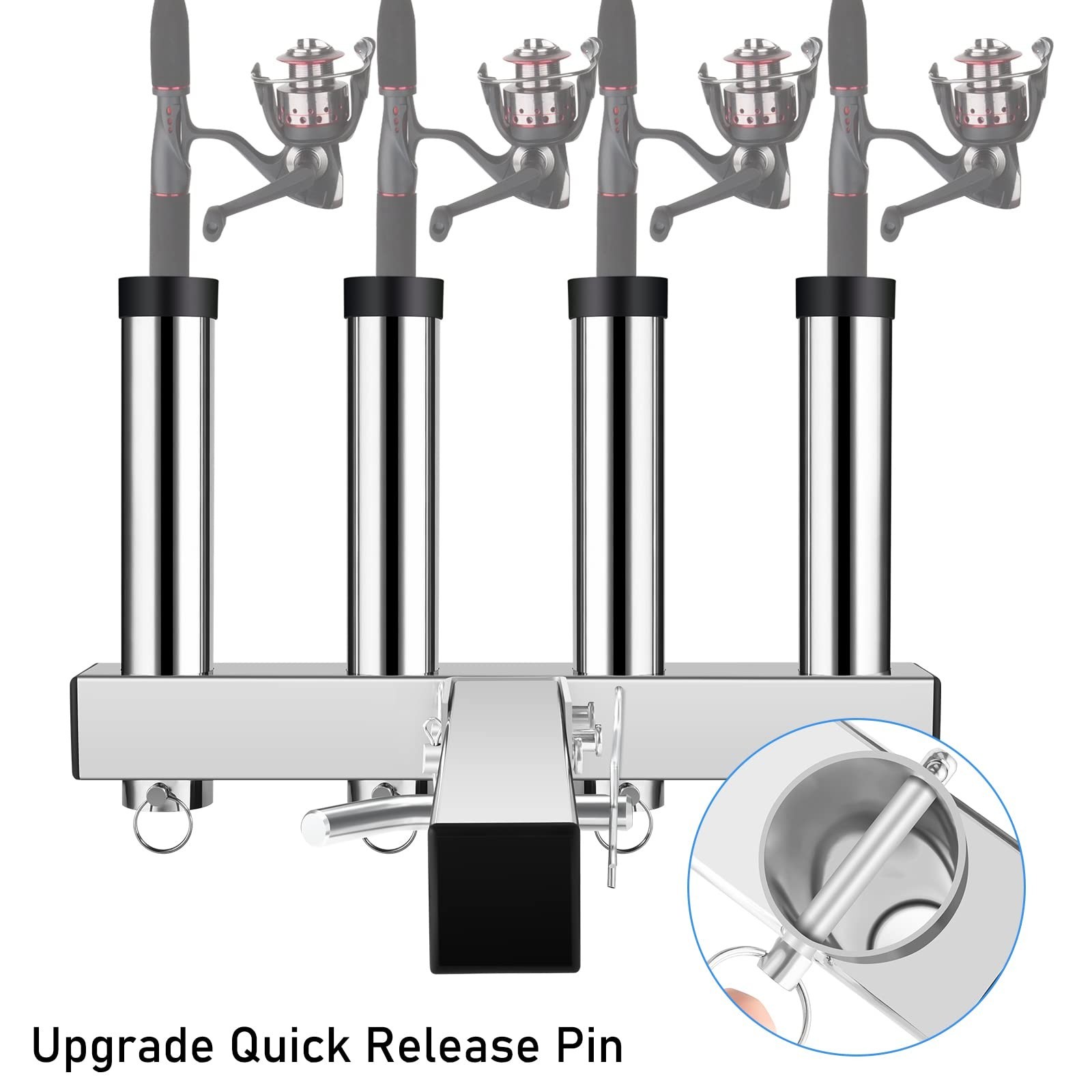 Stainless Steel Hitch Fishing Rod Holder, GADFISH Hitch Mount Rod Holder, 4 L...