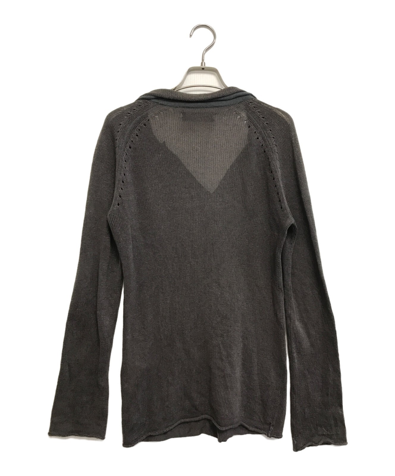 yohji yamamoto+noir Ladies Asymmetric Collar Design Cardigan Size 2 Greige USED image 2