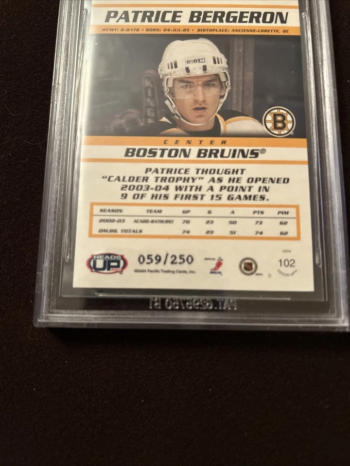 2003-04 Pacific Heads Up Hobby LTD #102 Patrice Bergeron RC Rookie /250 BGS 9.5 - Image 3 of 4