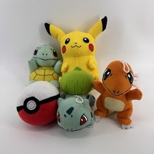 Lot Of 5 Assorted Pok mon Plush Pikachu Charizard Squirtle Pokeball Bulbasaur