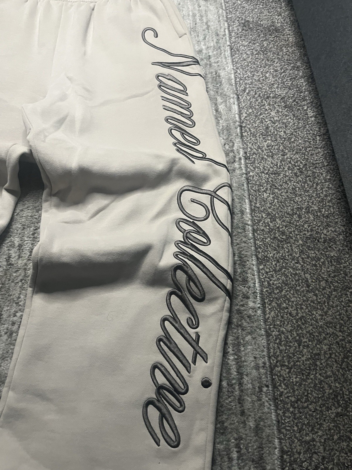 Named Collective Baggy Beige Rhinestone Joggers, Size Large, Rare, Immaculate. image 3