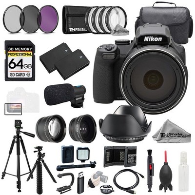 Nikon COOLPIX P1100 Digital Camera + Mic +64GB+ 9 PC Filter-MEGA Kit