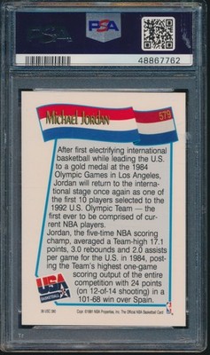PSA 10 MICHAEL JORDAN 1991-92 91-92 Hoops #579 Olympic Team USA