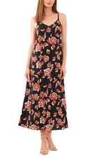 NWT Vince Camuto Women Printed Sleeveless Maxi Dress Rich Black Size XS
