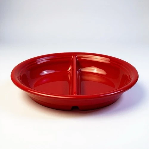 Fiestaware Oval Divided Serving Platter Bowl Fiesta 2 Compartments Red 10"