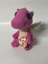 Ty Beanie Boos Babies DARLA the Dragon Pink Green Glitter 2017 New