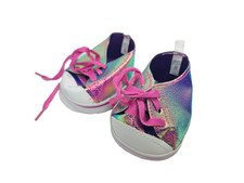 Build a Bear Purple Rainbow Iridescent Sneakers Shoes with Pink Laces BAB