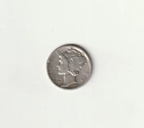 1936S  Mercury Dime circulated 90% Silver Fine F