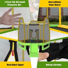 Kids Outdoor Trampoline Set Safety Enclosure with Slide and Ladder