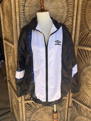 Umbro, Vintage Umbro Womens Windbreaker Jacket Medium Black White Blue 90s Colorblock