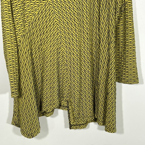 Ali Miles Tunic Top Size 3x Cowl Neck Green Black Button Asymmetric Hem Artsy - Picture 8 of 8