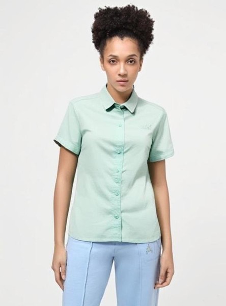 Women Jack Wolfskin Shirt Turquoise Cotton 40 / L