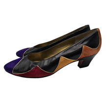 Vintage 1980s colorblock suede high heels Womens Sz 7.5N by Sesto Meucci