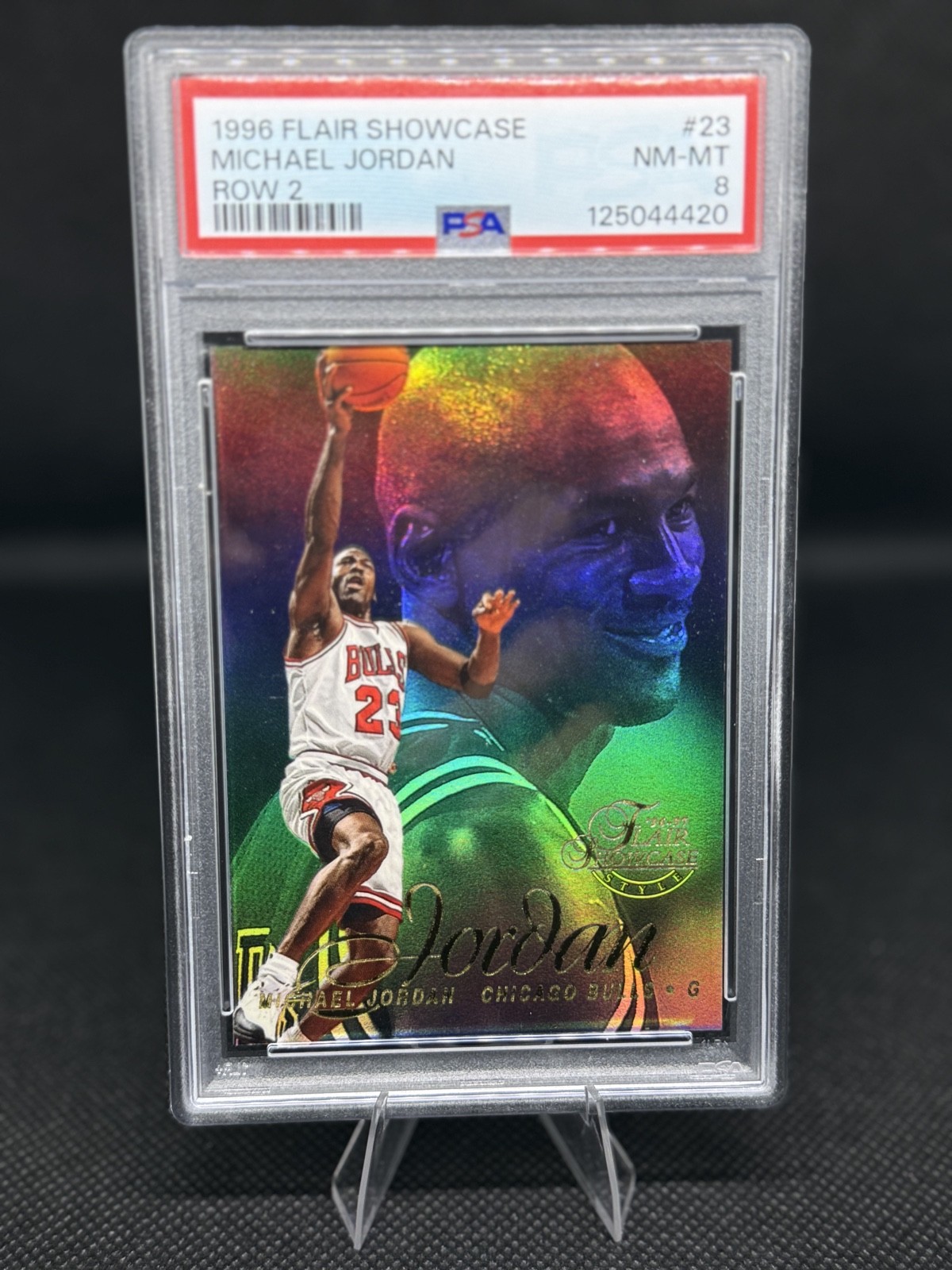 1996 Flair Showcase Michael Jordan Row 2 PSA 8 NM-MT Bulls HOF Rare Air Jordan view 1