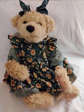1995 ADG Mary Holstad 12" Jointed Teddy Bear Dress Pinafore Bloomers Sunflower