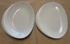 Set of 2 Oval Assymetrical Dinnerware ITI China Serving White Plates READ