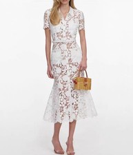 Self-Portrait Lace Flower Collar Short-sleeved girdle Long Dresses