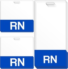8 Pieces RN Badge Buddy 2 Size Horizontal Vertical Heavy Duty Tags Blue