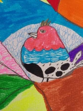 GAT Whimsical Animals original Painting IMPRESSIONISM COLLECTIBLE 6x6 BIRD