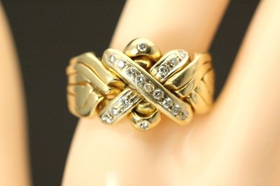 6 Six Piece Interlocking 18K Yellow Gold Puzzle Ring 13.9 grams