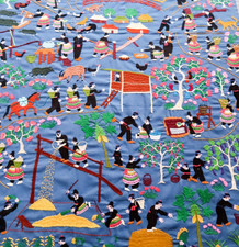 Vintage Very Large Hmong Paj Ntaub Storycloth...