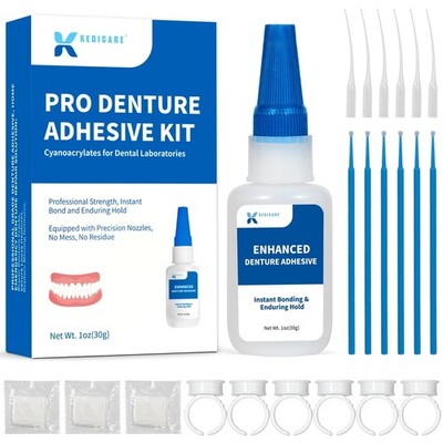 Pro Denture Adhesive Kit, 1oz Pro Instant Bonding Denture Glue, Enhanced Denture
