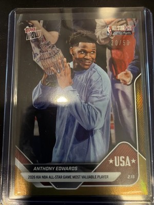 Anthony Edwards All-Star Game MVP 2025-26 NBA Topps NOW Card 177 Gold Foil 20/50