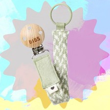 BIBS Braided Pacifier Clip Universal GOTS Organic Cotton  FSC Wood Boho Nordic