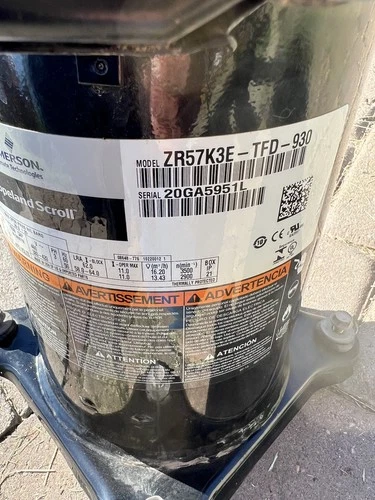 COPELAND SCROLL COMPRESSOR model   ZR57K3E - TFD - 930 Year 2020 - 460v  3 ph