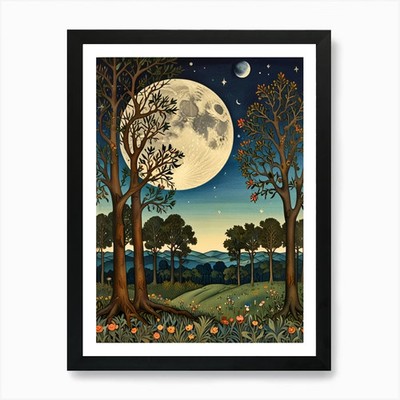 William Morris Moonlight In The Woo Gerahmtes Wandbild Poster Leinwanddruck Bild
