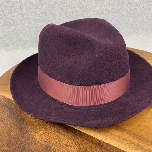Nuevo Dobbs Fifth Ave New York Fedora Púrpura Borgoña Lana Fieltro Hombres 7 3/4 Sombrero EE. UU. - Imagen 6 de 22